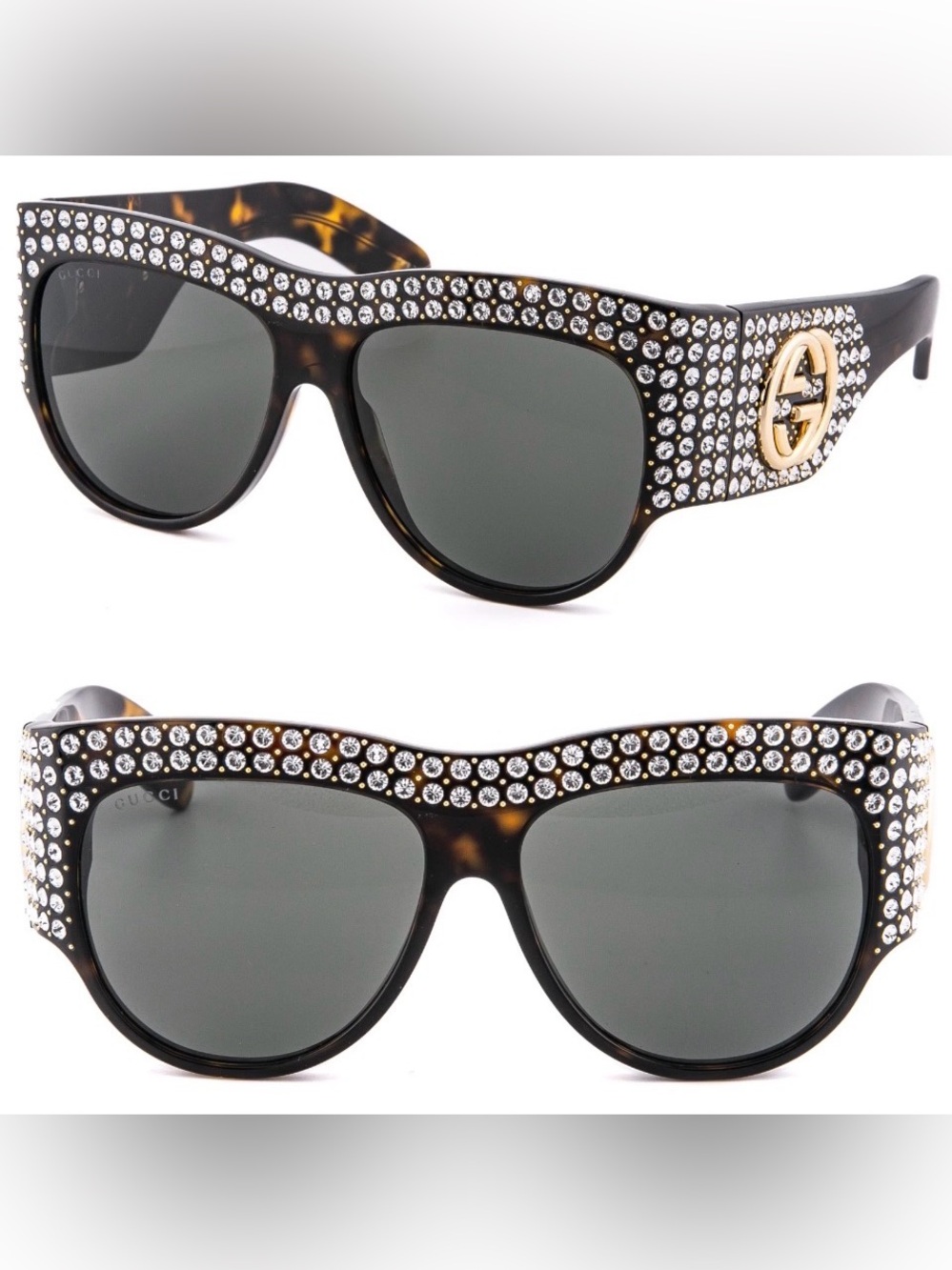 Gucci GG0144S Hollywood Forever Collection Crystal Sunglasses